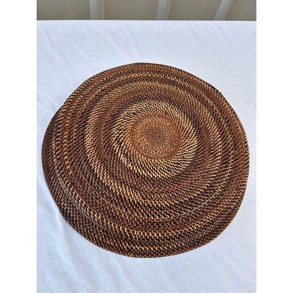 Wicker 16" round dip bowl natural decro dark brown - Picture 2 of 3